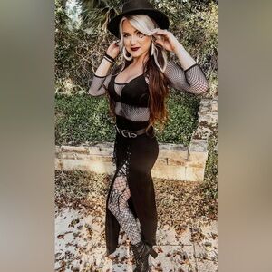 Goth fishnet witch Black Dress